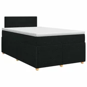 vidaXL Postelja boxspring z vzmetnico Črna 120 x 200 cm Blago