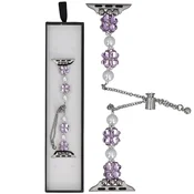 Nova zapestnica Slider Clasp z motivom detelje, kristalno roza, za Apple Watch 38/40/41 mm, srebrno vijolična