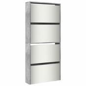 Ormaric za cipele s ogledalom 4 razine boja betona 63x17x134 cm