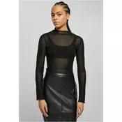 Womens Fishnet Turtleneck Bodysuit Black
