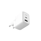 KSIX, Gan ultrabrzi zidni punjač 45W PD & PPS, 1 x USB-C + 1 x USB-A, bijeli