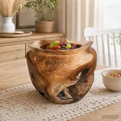 vidaXL Skleda za sadje JEPARA Teak rjava O 35 cm Trden tikov les