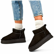 primohurt Womens black leather snow boots and beige winter boots made of natural leather