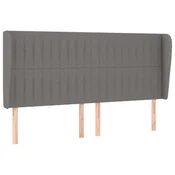 Vidaxl Vzglavje z ušesi temno sivo 163x23x118/128 cm blago