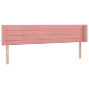Vidaxl Vzglavje z ušesi roza 183x16x78/88 cm žamet