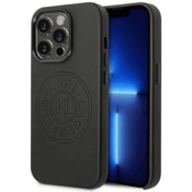 Karl Lagerfeld Originalen ovitek iPhone 14 Pro Max - Perforated Logo - črna usnjena zaščita - KLHCP14XFWHK