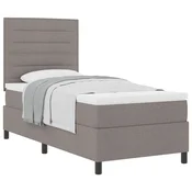Vidaxl Postelja z vzmetnico z vzmetnico Taupe 90 x 190 cm blago