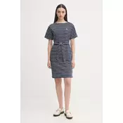 U.S. Polo Assn. obleka bombažna BOAT NECK BOXY SLEEVE STRIPE MIDI