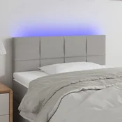 Vidaxl vidaXL Vzglavje postelje z LED svetlo sivo 80x5x78/88 cm blago