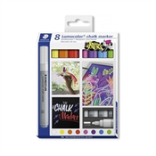 Kredni marker, komplet, 2,4 mm, stožčasta konica, STAEDTLER Lumocolor® 344, 8 različnih barv, 8 kosov.