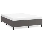 Vidaxl Posteljni okvir siv 140x190 cm umetno usnje