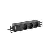 shumee Lanberg podaljšek za 10 omare 1U 16A PDU 3x Schuko 2m črne barve