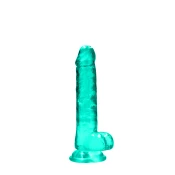Ero 7 / 19 cm realistični dildo s kroglicami - turkizni