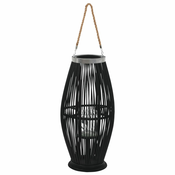 Greatstore Viseča laterna za svečo iz bambusa črna 60 cm