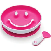 Set Munchkin - Smile N Scoop training plate, tanjuric sa žlicicom, plavi