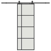 vidaXL vidaXL Drsna vrata z opremo črna 76x205 cm ESG steklo, (21749524)