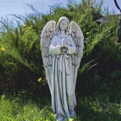 Casa Padrino Art Nouveau garden decoration concrete sculpture angel gray H. 57 cm