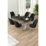 Hanah Home Set Trpezarijski sto i 6 stolica Lai, Crni
