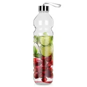 shumee Steklena steklenica za vodo, sokove, koktajle, smoothije, neprepustna s pokrovčkom, 1,1 l velika