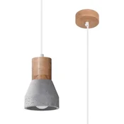 Sollux SL.0964 - Zavesni luster na sajli QUBIC 1xE27/60W/230V beton/drvo, siva