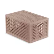 Prašno rožnata škatla za shranjevanje s pokrovom iz reciklirane plastike 19x30x15 cm Kaya – Curver