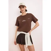Trendyol Majica rjava / bela
