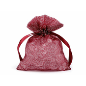 Darilna vrečka 10x13 cm iz organze z bleščicami - bordo (10 kosov)