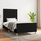 shumee vidaXL Posteljni okvir brez vzmetnice, črne barve, 100x200 cm, oblazinjen s tkanino