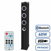 Trevi XT 10A8, Bluetooth samostoječi HiFi zvočnik 2.1, 60W, USB, MP3, FM, LED display, daljinec, lesen, črn