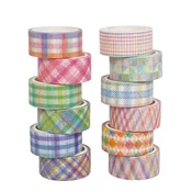INF Komplet 12 trakov washi s črtami in karo vzorcem Multicolor1, (21758440)