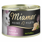 Ekonomično pakiranje Miamor Feine Filets Naturelle 24 x 156 g - Piletina i šunka