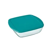 Square food storage container, with lid, heat-resistant borosilicate g