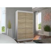 Garderobna omara z drsnimi vrati Benisso - 120 cm - bela/sonoma hrast