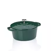 Kela Posuda za pečenje od lijevanog željeza s poklopcem KL-12900 Calido round emerald green 24x12 cm 3.8l