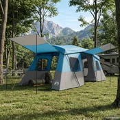 vidaXL 3 oseba 3 osebe Modra 185T poliester s PU premazom