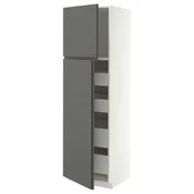 METOD / MAXIMERA Vis.el. s 2 vrata/4 fioke, bela/VOXTORP tamnosiva vertikalna rucka, 60x60x200 cm
