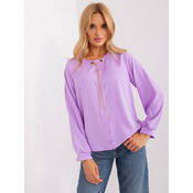 Light purple loose formal blouse with chain