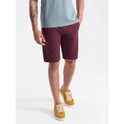 OMBRE Moške bombažne športne hlače BASIC burgundske barve MDN125760 M