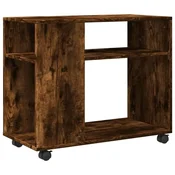 Vidaxl Stranska mizica s kolesi dimljen hrast 70x35x60 cm inženske les