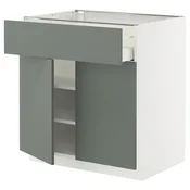 METOD / MAXIMERA Podni element s fiokom/2 vrata, bela/Nickebo mat sivozelena, 80x60 cm