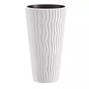 Prosperplast Visok cvetlični lonček Prosperplast Sandy Slim bel 34,9 cm, 37 l z vložkom