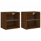 Vidaxl LED nočna omarica 2 kos Brown Oak Compact