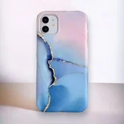 Infostyle Silikonski ovitek Marble za iPhone 14 Pro Max Svetlo modra/TPU silikon