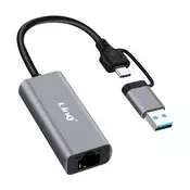 LINQ LinQ, Ethernet RJ45 1Gbps na USB C in USB Plug And Play adapter, Črna, (5000220152)