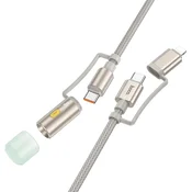Hoco Vse-v-enem kabel USB-C/Lightning na USB-C/LED-lučka Hoco PD 3A 60 W, 1,2 m, U138, siv