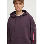Pulover Alpha Industries Essentials RL moški, vijolična barva, s kapuco, 146335