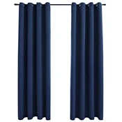 Greatstore Zatemnitvene zavese z obročki 2 kosa modre 140x175 cm