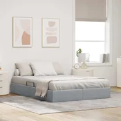 vidaXL Ottomanska postelja Svetlo siva 140 x 200 cm blago