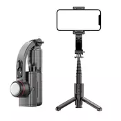 Selfie stick Techsuit L18sMini z Bluetooth daljincem, stabilnim stojalom, LED lučko in 360° rotacijo, 70cm - črn