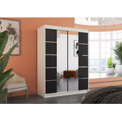 Garderobna omara z drsnimi vrati Nordic - 150 cm - bela/črna